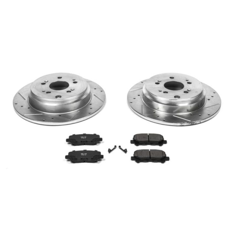 Honda Pilot Brake Kit - Rear - PowerStop - Drilled & Slotted Rotors + Carbon-Fiber Ceramic Pads - `12-`15