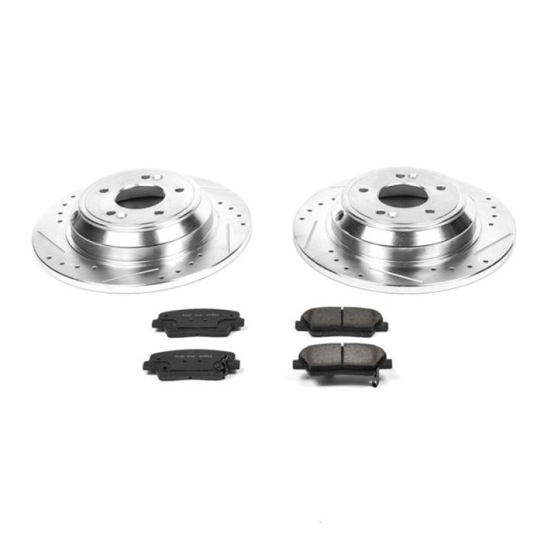 Hyundai Genesis Brake Kit - Rear - PowerStop - Drilled & Slotted Rotors + Carbon-Fiber Ceramic Pads - 2009