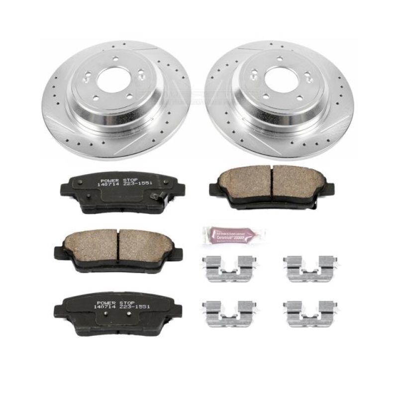 Genesis G80 Brake Kit - Rear - PowerStop - Drilled & Slotted Rotors + Carbon-Fiber Ceramic Pads - `17-`18