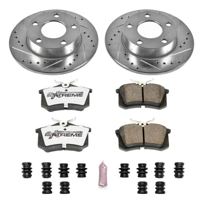 Volkswagen Passat Brake Kit - Rear - PowerStop - Drilled & Slotted Rotors + Carbon-Fiber Ceramic Pads - `99-`05