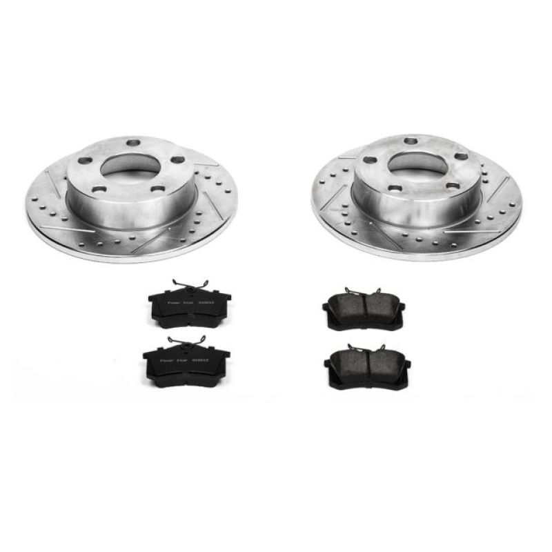 Volkswagen Passat Brake Kit - Rear - PowerStop - Drilled & Slotted Rotors + Carbon-Fiber Ceramic Pads - `99-`05