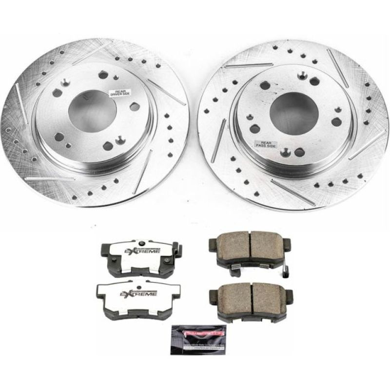 Honda CR-Z Brake Kit - Rear - PowerStop - Drilled & Slotted Rotors + Carbon-Fiber Ceramic Pads - `11-`15