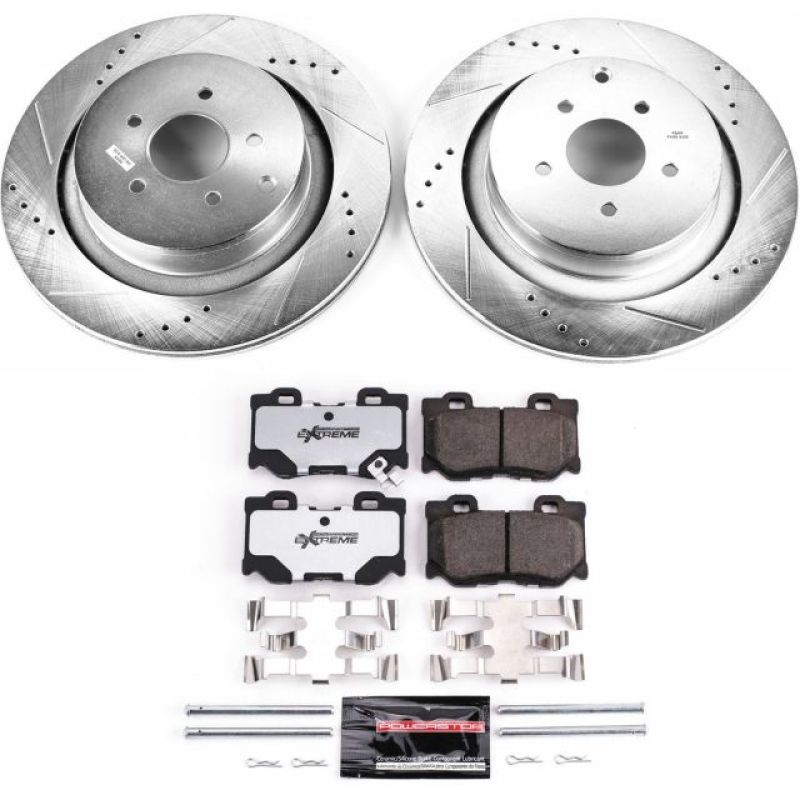 Infiniti FX50 Brake Kit - Rear - PowerStop - Drilled & Slotted Rotors + Carbon-Fiber Ceramic Pads - `09-`13