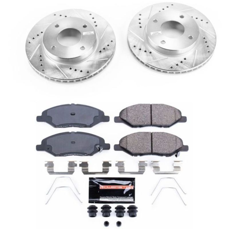 Nissan Versa Brake Kit - Front - PowerStop - Drilled & Slotted Rotors + Carbon-Fiber Ceramic Pads - `09-`11