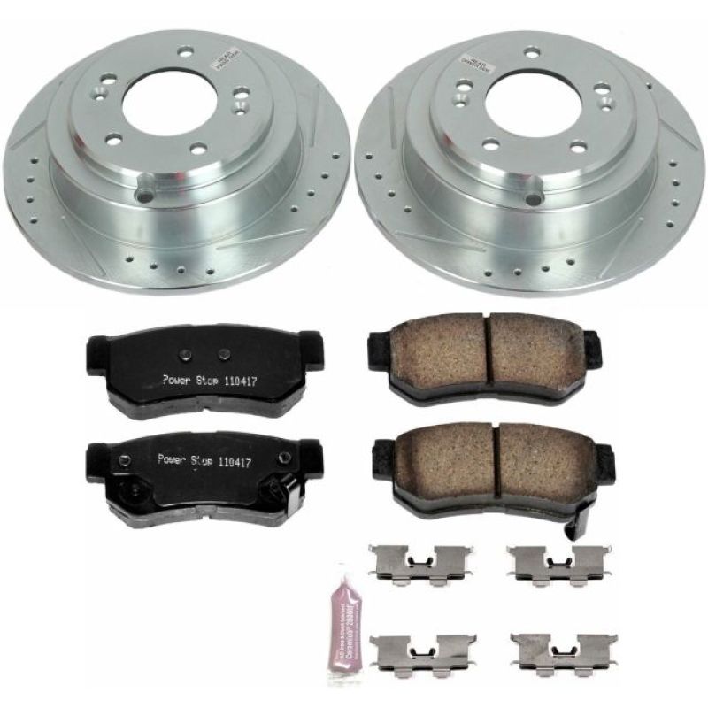 Kia Amanti Brake Kit - Rear - PowerStop - Drilled & Slotted Rotors + Carbon-Fiber Ceramic Pads - `04-`06