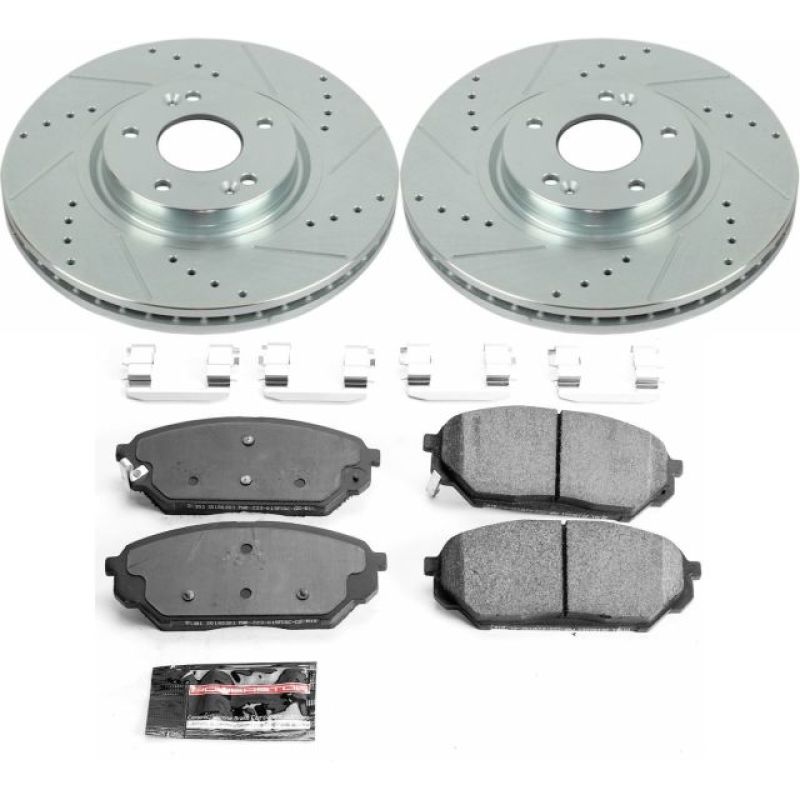 Hyundai Veracruz Brake Kit - Front - PowerStop - Z23 Evolution Sport: Drilled & Slotted Rotors + Carbon-Fiber Ceramic Pads - `07-`12