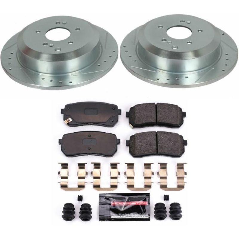 Hyundai Veracruz Brake Kit - Rear - PowerStop - Drilled & Slotted Rotors + Carbon-Fiber Ceramic Pads - `07-`12