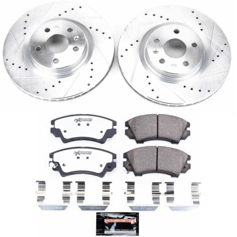 Chevrolet Caprice Brake Kit - Front - PowerStop - Drilled & Slotted Rotors + Carbon-Fiber Ceramic Pads - `11-`17
