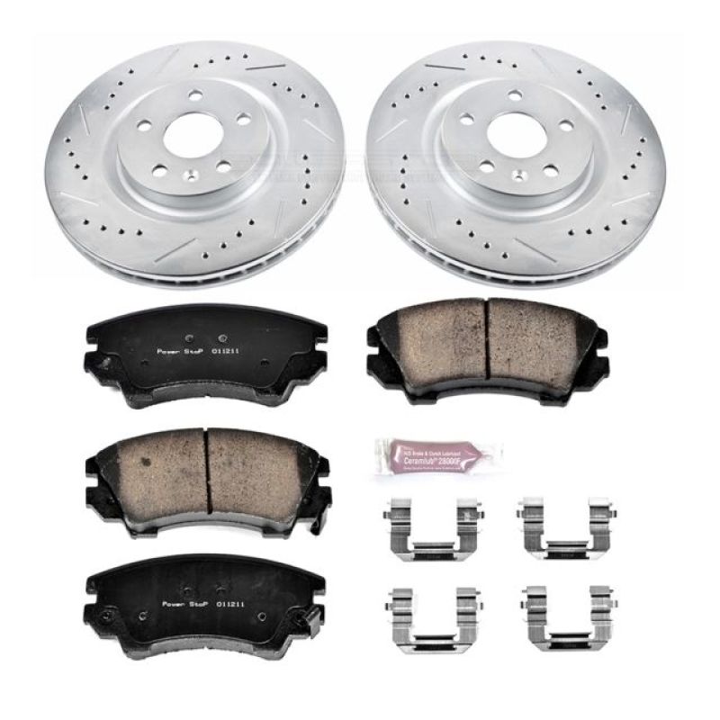 Chevrolet Caprice Brake Kit - Front - PowerStop - Drilled & Slotted Rotors + Carbon-Fiber Ceramic Pads - `11-`17