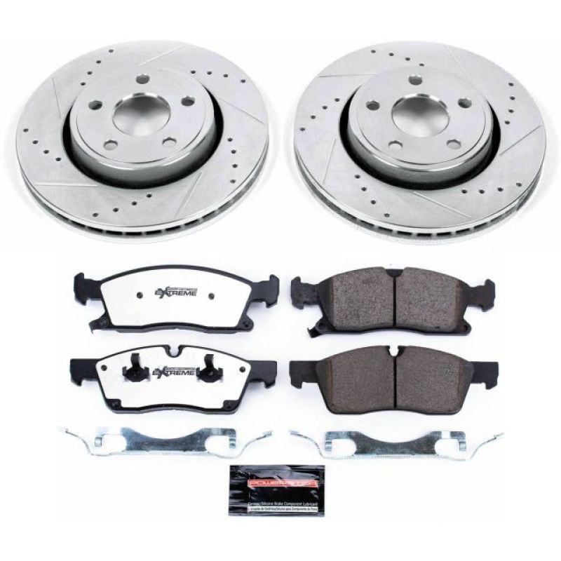 Dodge Durango Brake Kit - Front - PowerStop - Z36 Truck & Tow + Drilled & Slotted Rotors + Carbon-Fiber Ceramic Pads - `11-`19