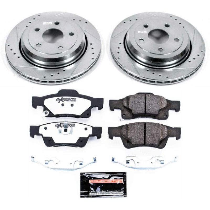 Dodge Durango Brake Kit - Rear - PowerStop - Drilled & Slotted Rotors + Carbon-Fiber Ceramic Pads - `11-`19