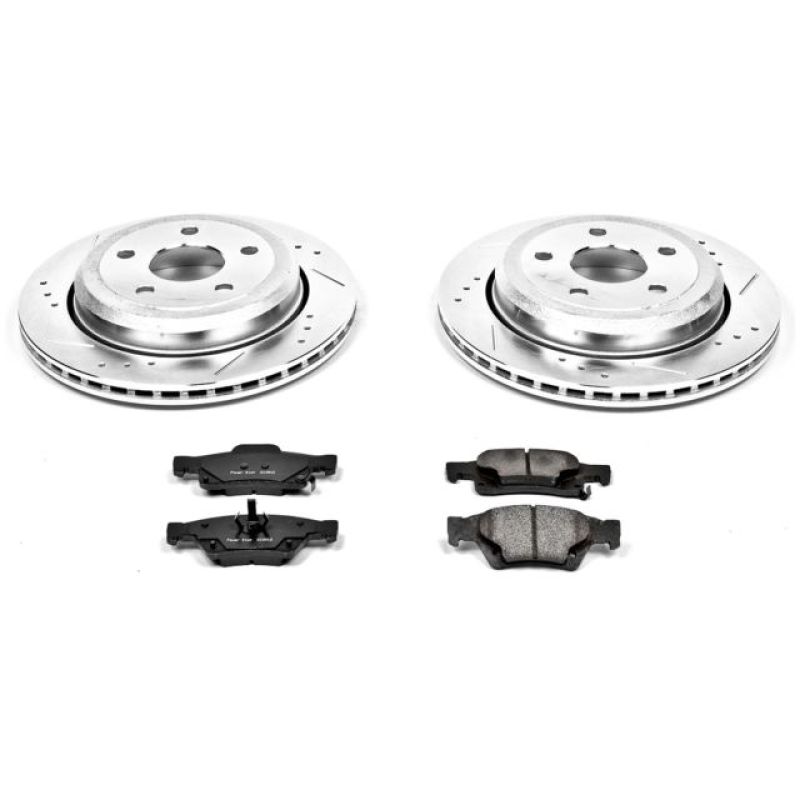 Dodge Durango Brake Kit - Rear - PowerStop - Z23 Evolution Sport: Drilled & Slotted Rotors + Carbon-Fiber Ceramic Pads - `11-`19