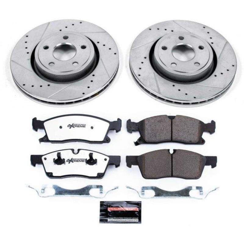 Dodge Durango Brake Kit - Front - PowerStop - Drilled & Slotted Rotors + Carbon-Fiber Ceramic Pads - `11-`19