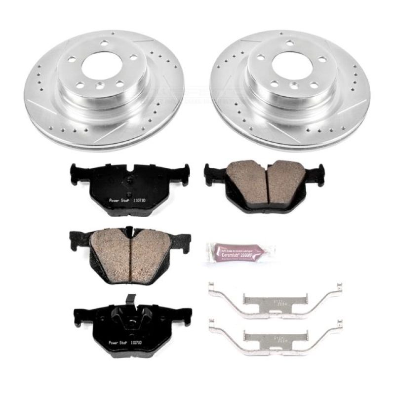 BMW 3 Series Brake Kit - Rear - PowerStop - Drilled & Slotted Rotors + Carbon-Fiber Ceramic Pads - 2011