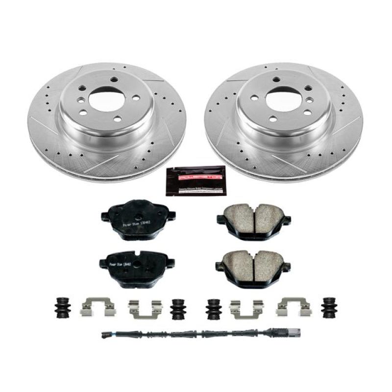 BMW 5 Series Brake Kit - Rear - PowerStop - Z23 Evolution Sport Drilled & Slotted Rotors + Carbon-Fiber Ceramic Pads - `12-`16