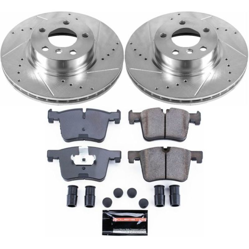BMW X3 Brake Kit - Front - PowerStop - Drilled & Slotted Rotors + Carbon-Fiber Ceramic Pads - `11-`17 BMW X3 Brake Kit - Front - PowerStop - Drilled & Slotted Rotors + Carbon-Fiber Ceramic Pads - `11-`17