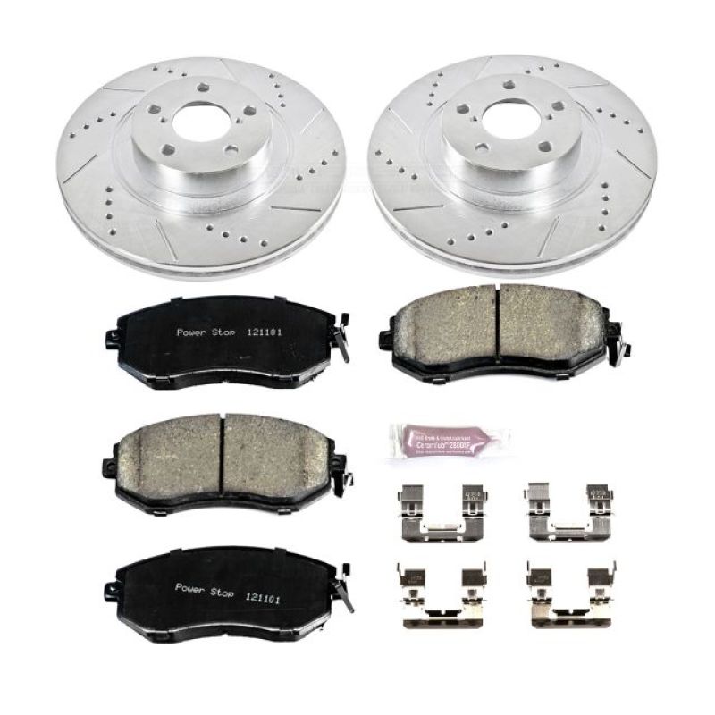 Toyota GR86 Brake Kit - Front - PowerStop - Drilled & Slotted Rotors + Carbon-Fiber Ceramic Pads - `17-`20 Toyota GR86 Brake Kit - Front - PowerStop - Drilled & Slotted Rotors + Carbon-Fiber Ceramic Pads - `17-`20