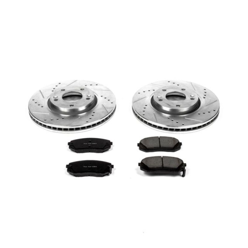 Hyundai Tucson Brake Kit - Front - PowerStop - Drilled & Slotted Rotors + Carbon-Fiber Ceramic Pads - `10-`15