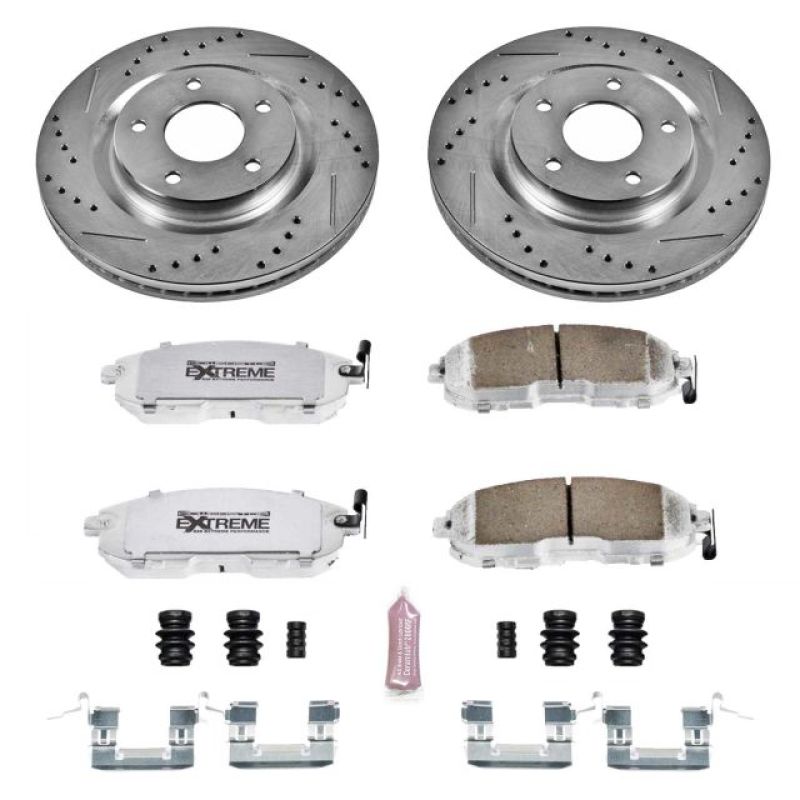 Nissan Juke Brake Kit - Front - PowerStop - Drilled & Slotted Rotors + Carbon-Fiber Ceramic Pads - `11-`17