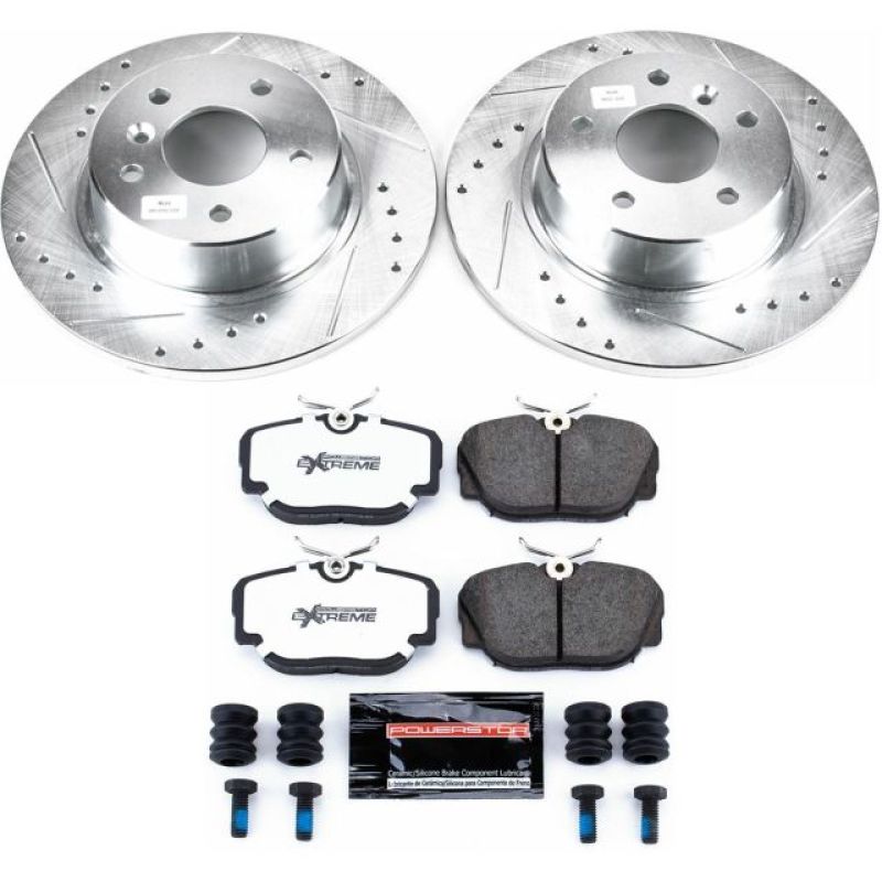 Land Rover Discovery Brake Kit - Rear - PowerStop - Z26 Street Warrior Upgrade + Drilled & Slotted Rotors + Carbon-Fiber Ceramic Pads - `99-`04