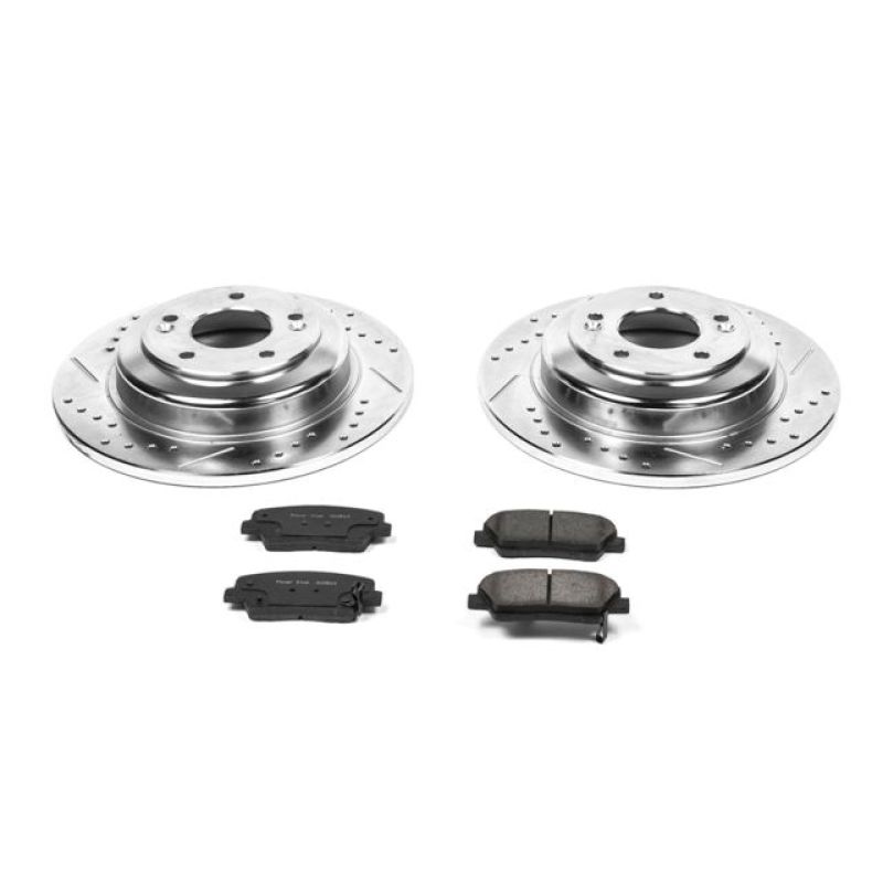Hyundai Genesis Coupe Brake Kit - Rear - PowerStop - Drilled & Slotted Rotors + Carbon-Fiber Ceramic Pads - `10-`16