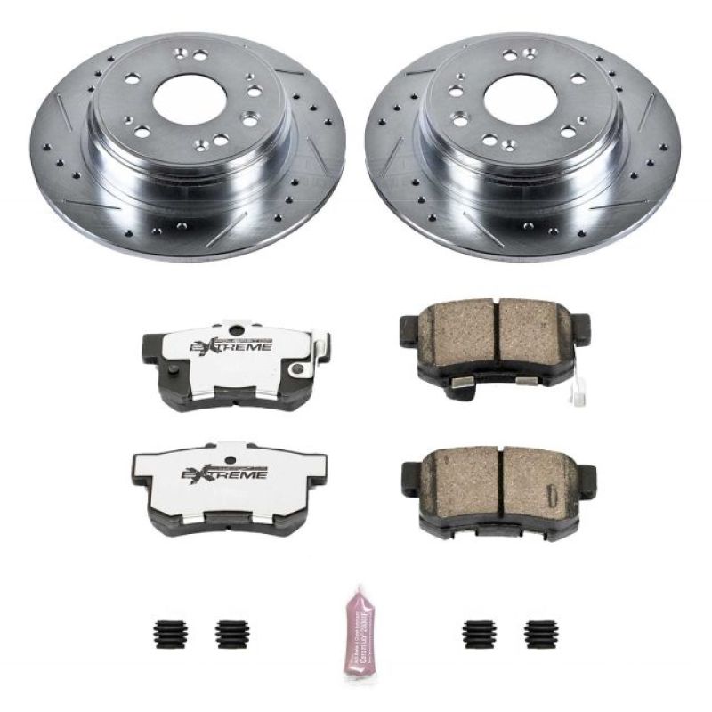 Honda CR-V Brake Kit - Rear - PowerStop - Drilled & Slotted Rotors + Carbon-Fiber Ceramic Pads - `02-`04