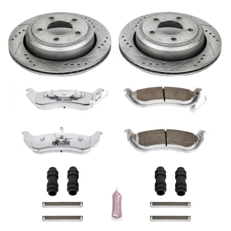 Ford Ranger Brake Kit - Rear - PowerStop - Drilled & Slotted Rotors + Carbon-Fiber Ceramic Pads - `10-`11