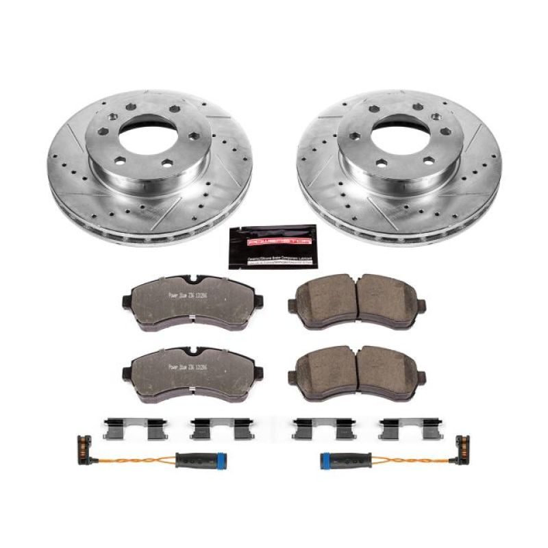 Dodge Sprinter 3500 Brake Kit - Front - PowerStop - Drilled & Slotted Rotors + Carbon-Fiber Ceramic Pads - `07-`09