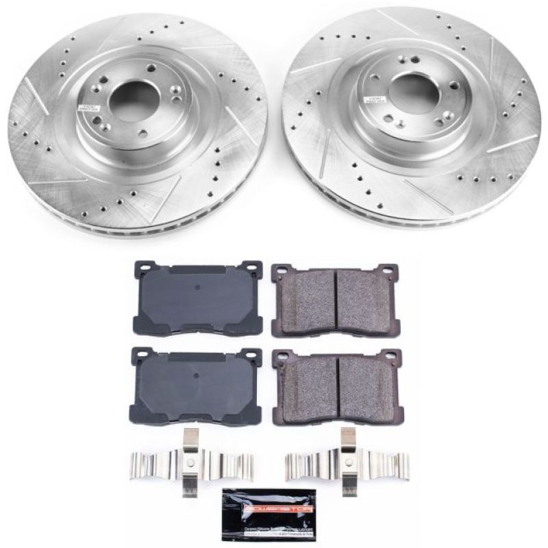 Hyundai Equus Brake Kit - Front - PowerStop - Drilled & Slotted Rotors + Carbon-Fiber Ceramic Pads - `12-`16