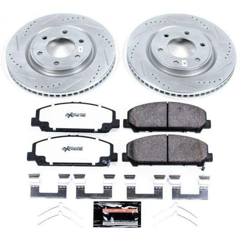 Infiniti QX56 Brake Kit - Front - PowerStop - Z36 Truck & Tow + Drilled & Slotted Rotors + Carbon-Fiber Ceramic Pads - `11-`13