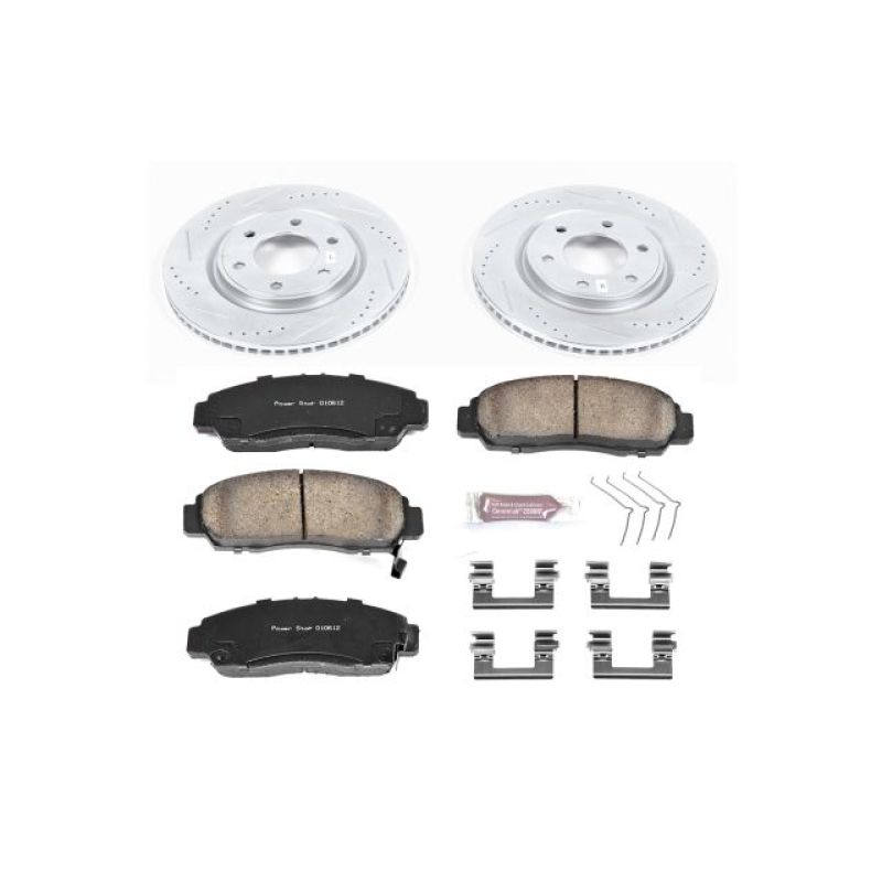 Infiniti QX56 Brake Kit - Front - PowerStop - Z23 Evolution Sport, Drilled & Slotted Rotors + Carbon-Fiber Ceramic Pads - `11-`13