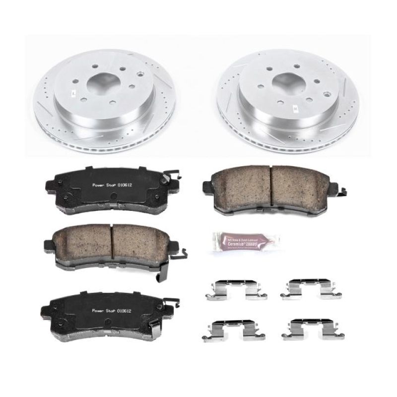 Infiniti QX56 Brake Kit - Rear - PowerStop - Z23 Evolution Sport + Drilled & Slotted Rotors + Carbon-Fiber Ceramic Pads - `11-`13