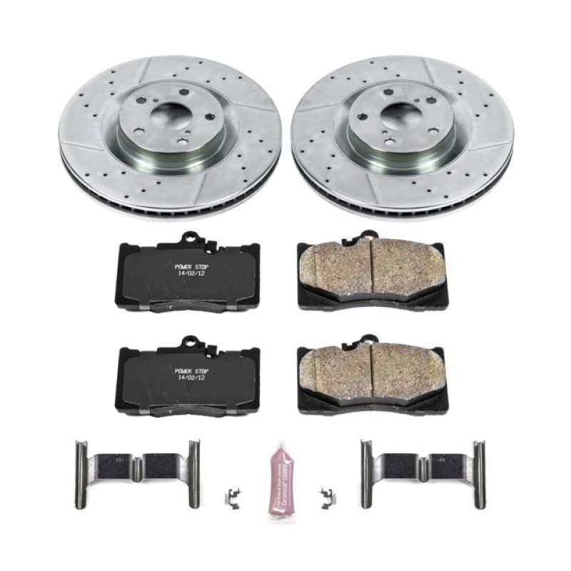 Lexus GS200t Brake Kit - Front - PowerStop - Drilled & Slotted Rotors + Carbon-Fiber Ceramic Pads - `16-`17