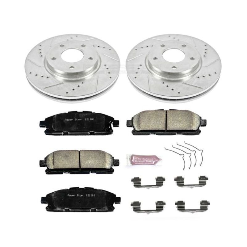 Nissan Quest Brake Kit - Front - PowerStop - Drilled & Slotted Rotors + Carbon-Fiber Ceramic Pads - `11-`17
