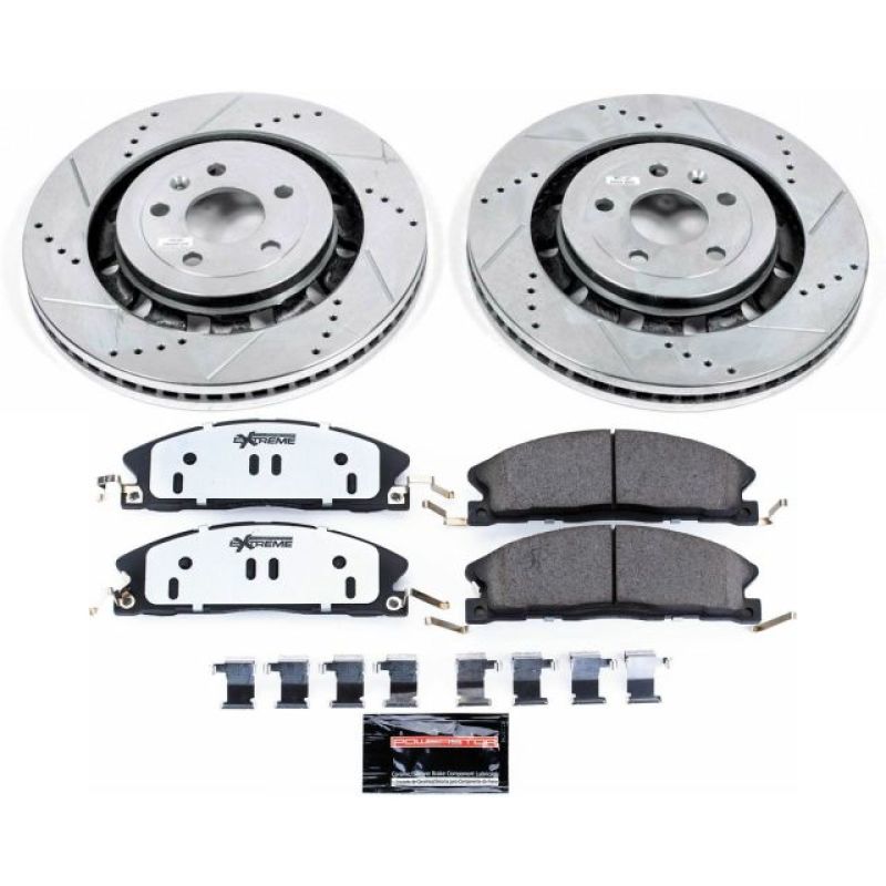 Ford Explorer Brake Kit - Front - PowerStop - Drilled & Slotted Rotors + Carbon-Fiber Ceramic Pads - `13-`19