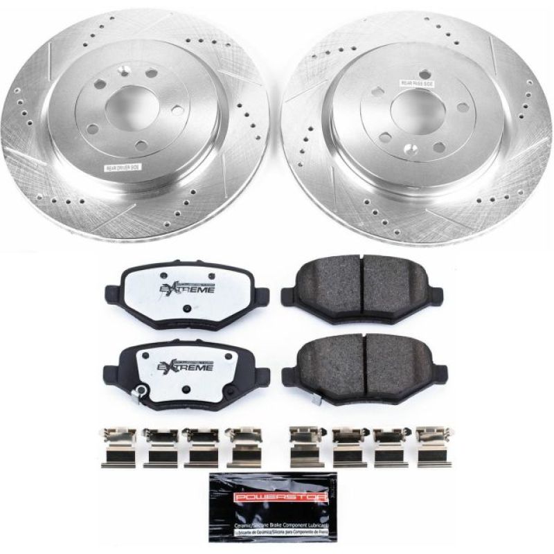 Ford Explorer Brake Kit - Rear - PowerStop - Drilled & Slotted Rotors + Carbon-Fiber Ceramic Pads - `13-`19