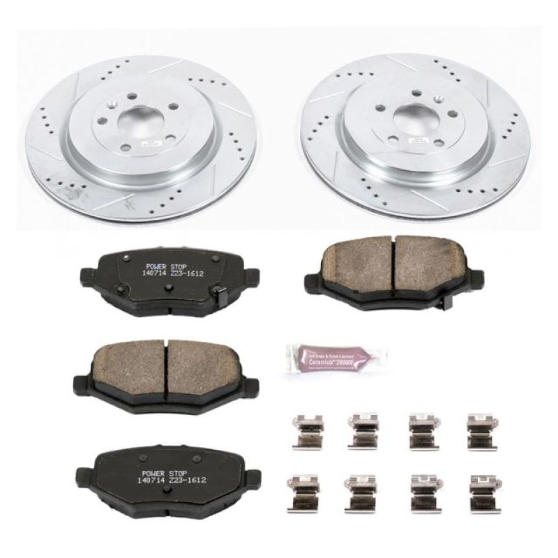 Ford Explorer Brake Kit - Rear - PowerStop - Drilled & Slotted Rotors + Carbon-Fiber Ceramic Pads - `13-`19