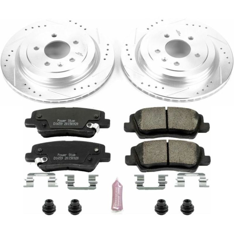 Cadillac ATS Brake Kit - Rear - PowerStop - Drilled & Slotted Rotors + Carbon-Fiber Ceramic Pads - `13-`15