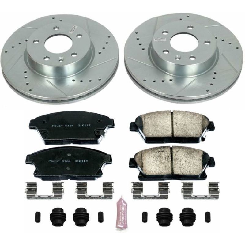 Cadillac ATS Brake Kit - Front - PowerStop - Drilled & Slotted Rotors + Carbon-Fiber Ceramic Pads - `13-`18 Cadillac ATS Brake Kit - Front - PowerStop - Drilled & Slotted Rotors + Carbon-Fiber Ceramic Pads - `13-`18