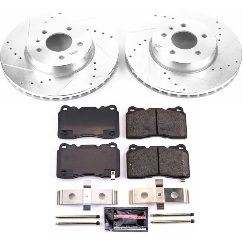 Cadillac ATS Brake Kit - Front - PowerStop - Drilled & Slotted Rotors + Carbon-Fiber Ceramic Pads - `13-`18