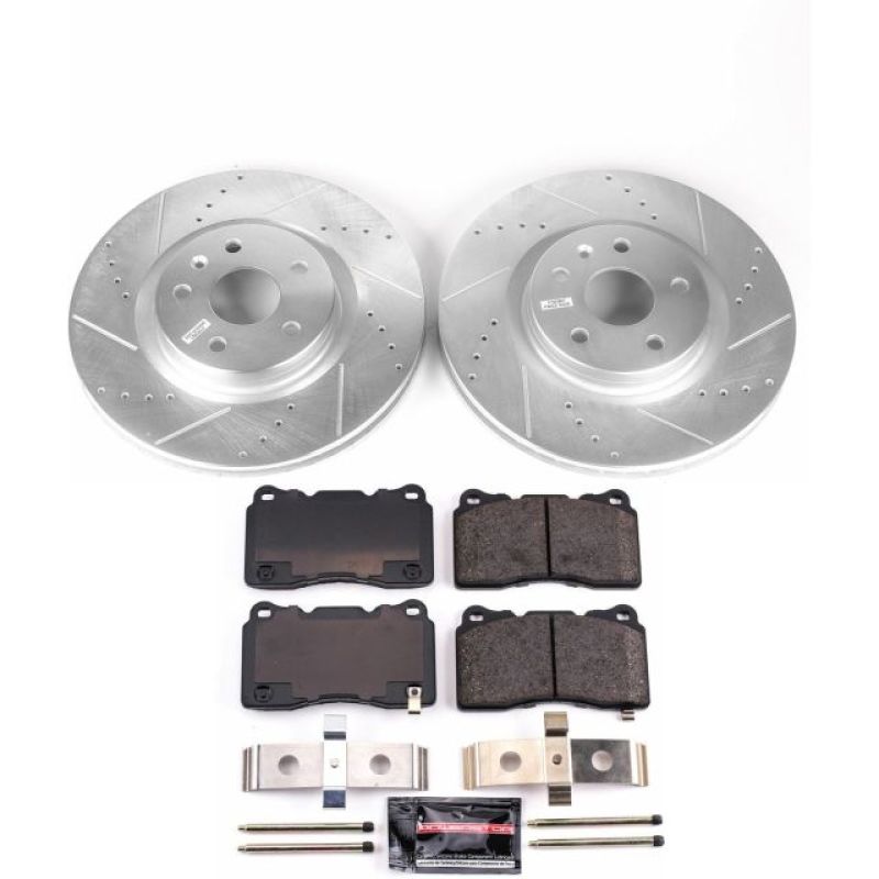 Buick Regal Brake Kit - Front - PowerStop - Drilled & Slotted Rotors + Carbon-Fiber Ceramic Pads - `14-`17