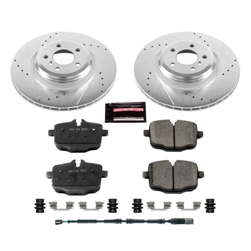 BMW 5 Series Brake Kit - Rear - PowerStop - Drilled & Slotted Rotors + Carbon-Fiber Ceramic Pads - `10-`15