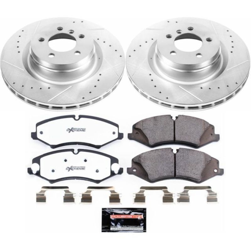 Land Rover Range Rover Brake Pads + Rotors - Front - PowerStop - Z36 Truck & Tow, Drilled & Slotted Rotors + Carbon-Fiber Ceramic Pads - `10-`12 Land Rover Range Rover Brake Pads + Rotors - Front - PowerStop - Z36 Truck & Tow, Drilled & Slotted Rotors + Carbon-Fiber Ceramic Pads - `10-`12