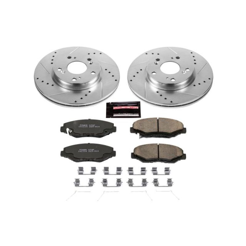 Acura ILX Brake Kit - Front - PowerStop - Drilled & Slotted Rotors + Carbon-Fiber Ceramic Pads - 2013