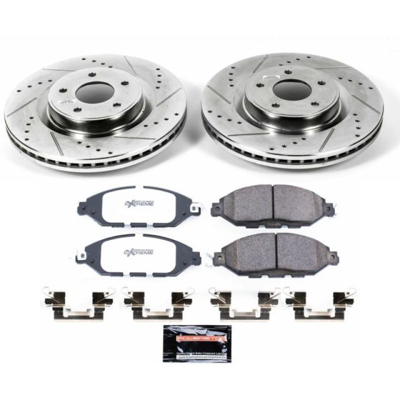 Infiniti JX35 Brake Kit - Front - PowerStop - Drilled & Slotted Rotors + Carbon-Fiber Ceramic Pads - 2013