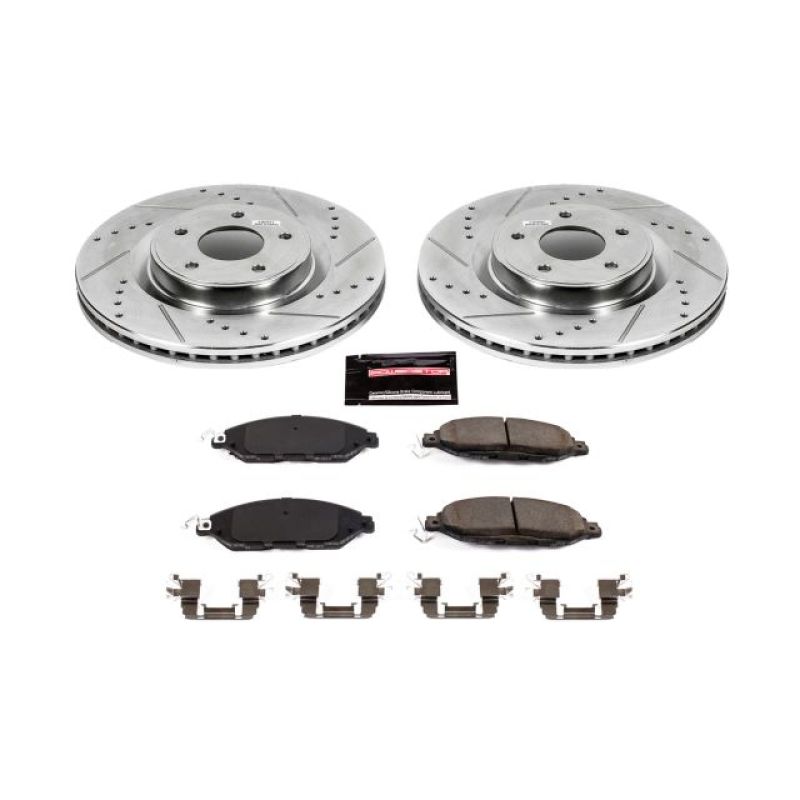 Infiniti JX35 Brake Kit - Front - PowerStop - Drilled & Slotted Rotors + Carbon-Fiber Ceramic Pads - 2013