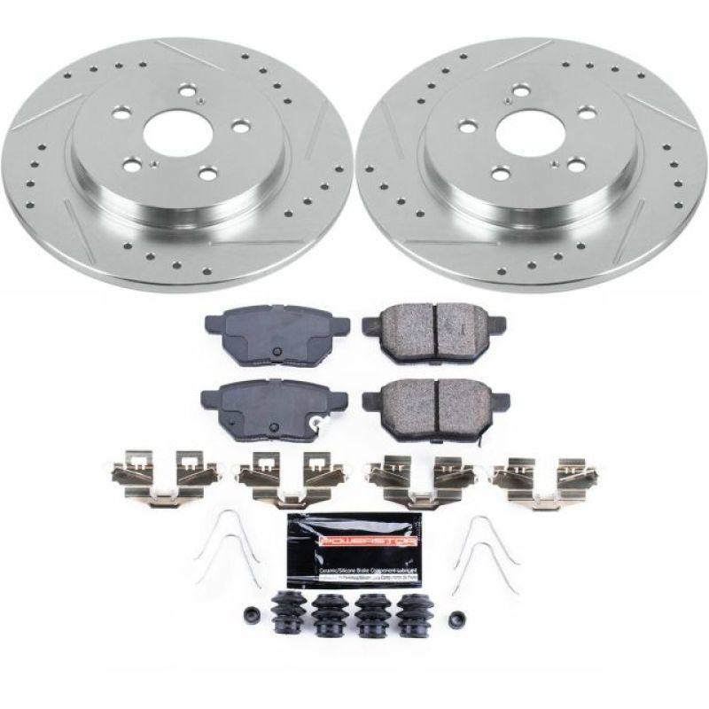 Lexus CT200h Brake Kit - Rear - PowerStop - Drilled & Slotted Rotors + Carbon-Fiber Ceramic Pads - `11-`17