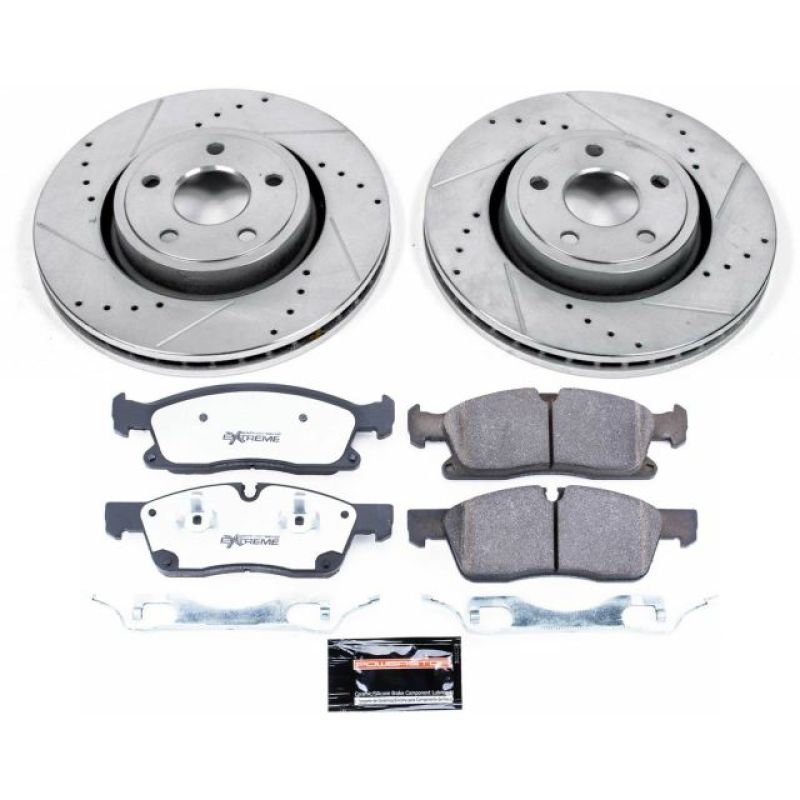 Dodge Durango Brake Kit - Front - PowerStop - Drilled & Slotted Rotors + Carbon-Fiber Ceramic Pads - `13-`16
