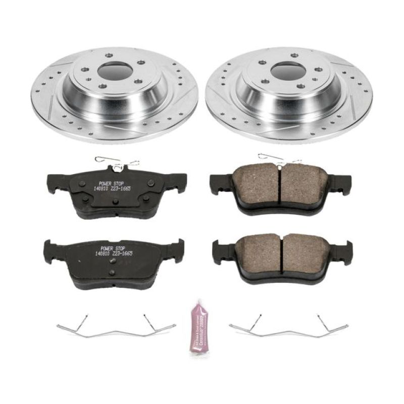 Ford Fusion Brake Kit - Rear - PowerStop - Drilled & Slotted Rotors + Carbon-Fiber Ceramic Pads - `13-`19 Ford Fusion Brake Kit - Rear - PowerStop - Drilled & Slotted Rotors + Carbon-Fiber Ceramic Pads - `13-`19