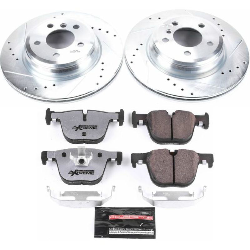 BMW 3 Series Brake Kit - Rear - PowerStop - Drilled & Slotted Rotors + Carbon-Fiber Ceramic Pads - `15-`16